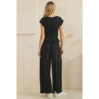 Boho Black Smocked Lounge Set
