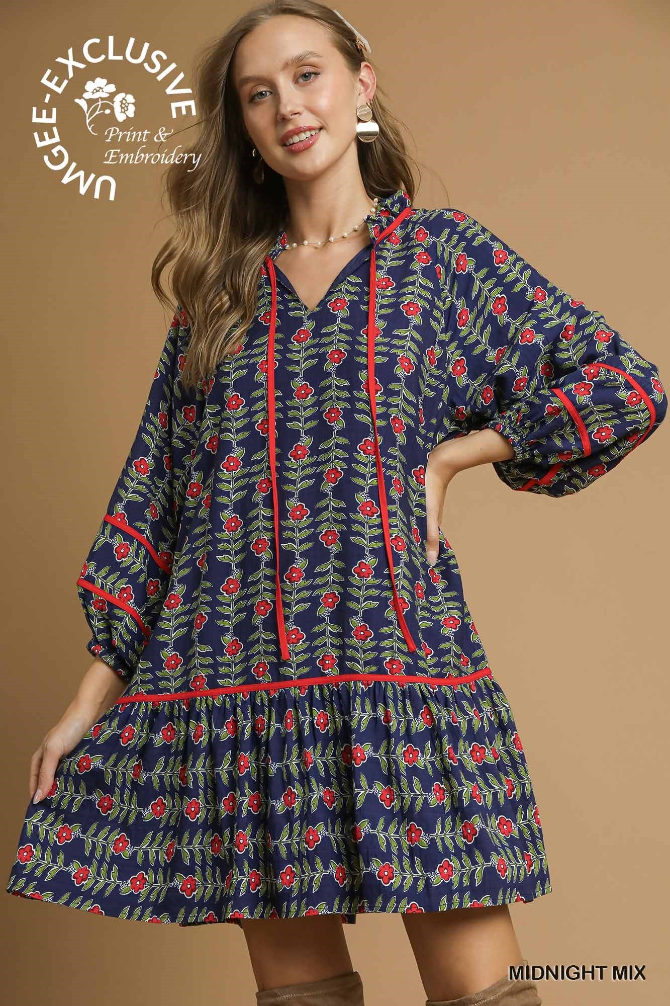 Ava Floral Vine Tunic Dress