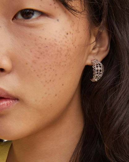 Krista Lace Gold Huggie  Earrings