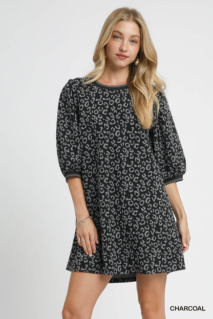 Leopard Print Jacquard Dress