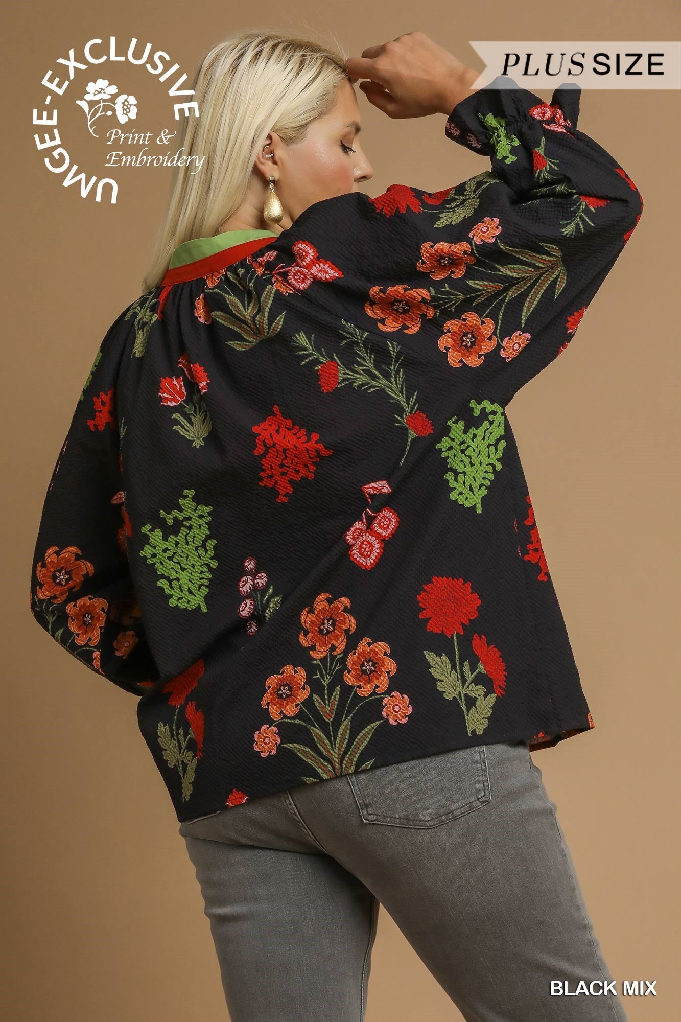 Dolly Floral Textured Blouse with Scalloped Trim