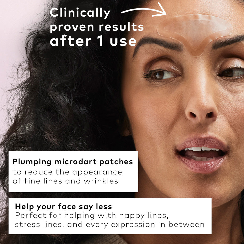 Unfrown Patch: clear microdart patch for reducing fine lines and wrinkles after one use. Available in small and large sizes.