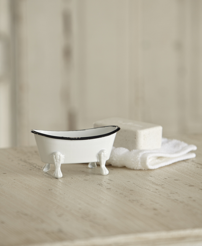 Black & White Enamel Mini Bathtub figurine available in multiple sizes; features vintage-inspired enamel design.