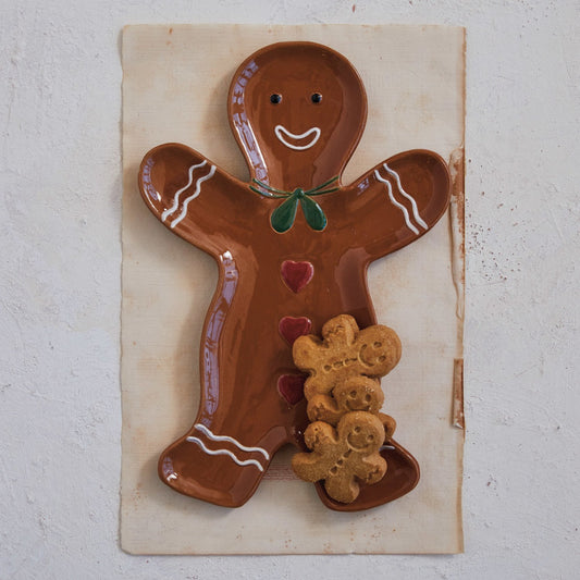 Stoneware Gingerbread Shaped Platter