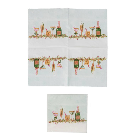 Cocktail Napkins W/ Holiday Cocktails