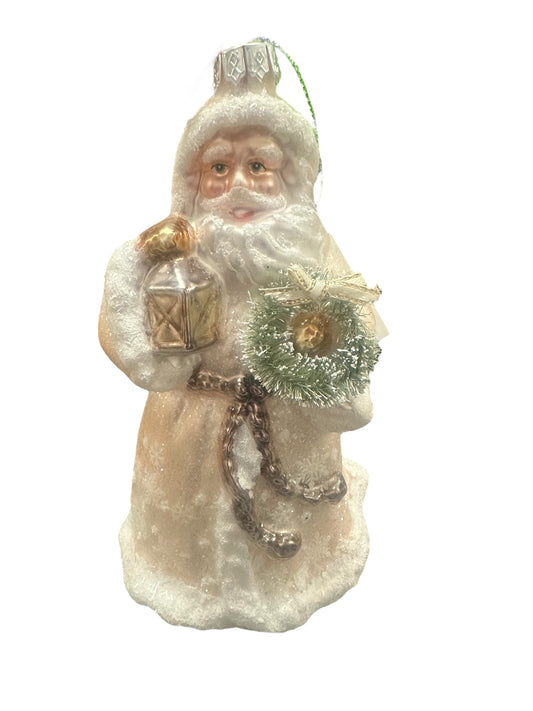 Glass Santa Ornament