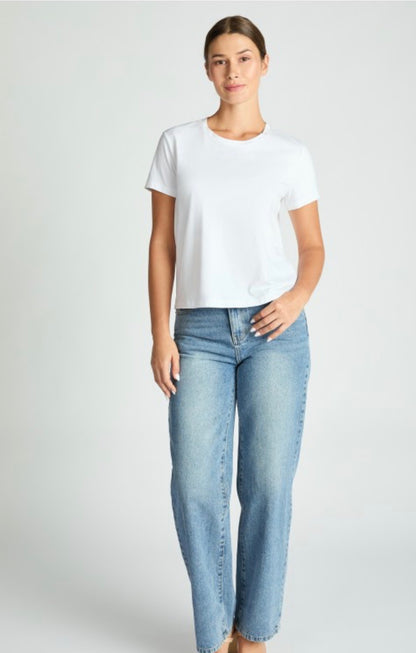 Relaxed fit Cotton Short Sleeve Top, available in sizes XS-XL.