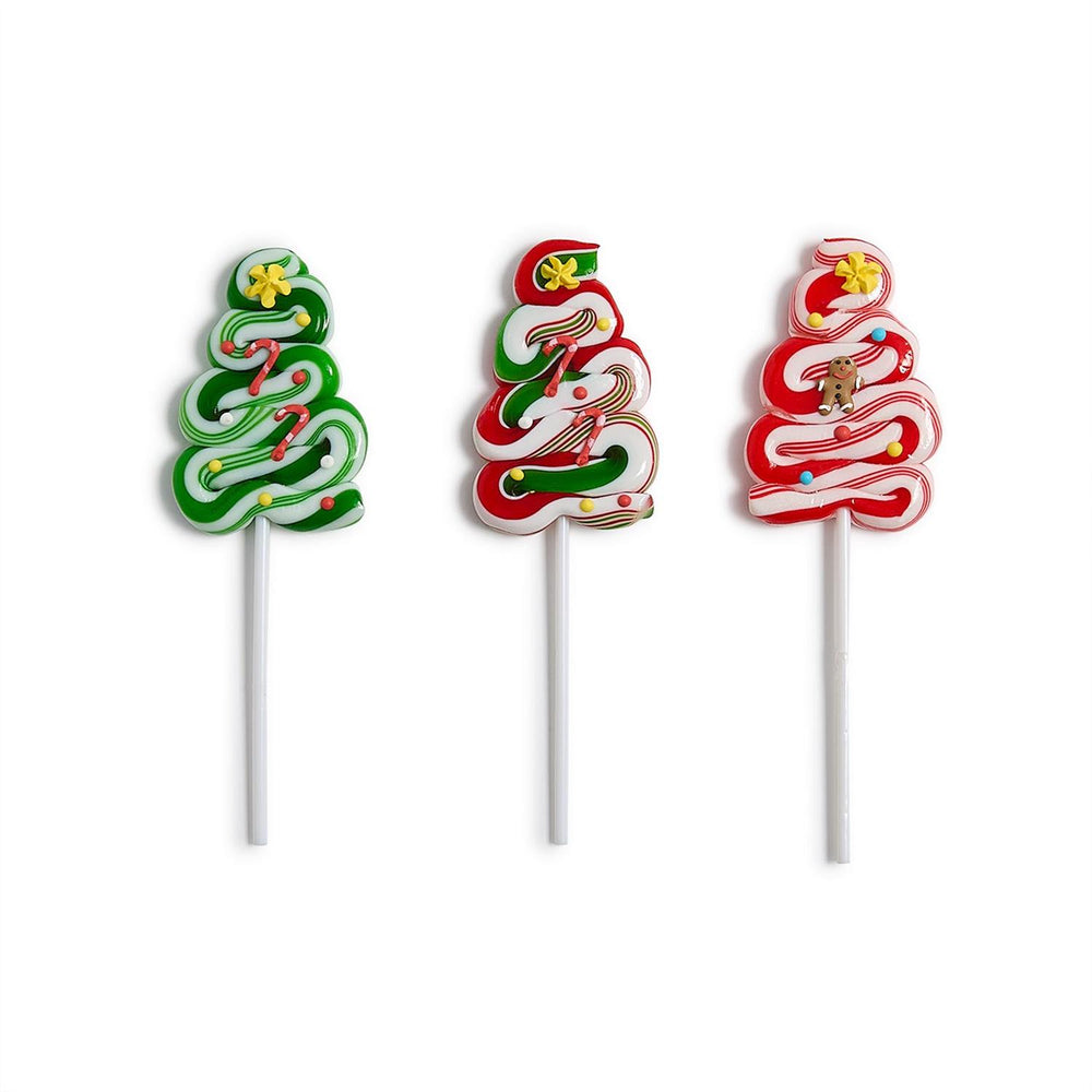 Peppermint Christmas Tree Swirl Lollipops.