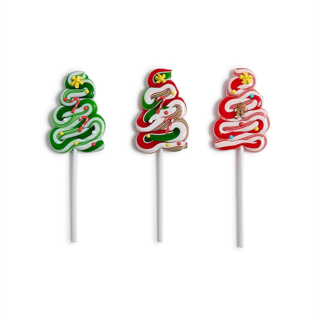 Peppermint Christmas Tree Swirl Lollipops.