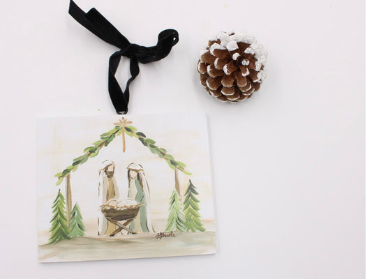 4.5" MDF Evergreen Nativity Ornament