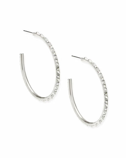 Silver hoops with small faceted iridescent crystals. Available in small and medium sizes.