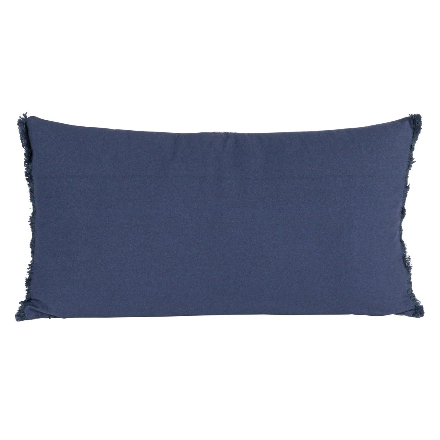 26”x14” Cotton Blend Velvet Lumbar Pillow With Fringe