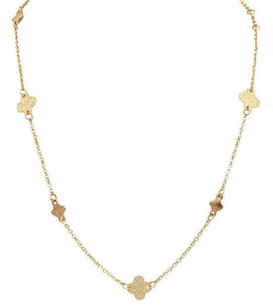 Gold Textured Clover Necklace