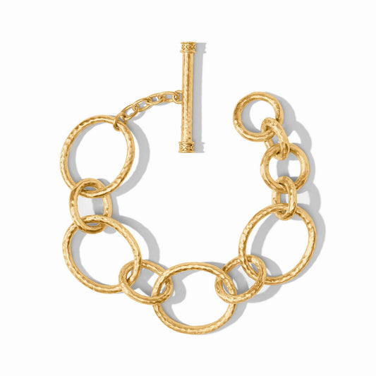 Catalina Light Link Bracelet with large textured gold links and toggle clasp; available in 6", 7", and 8" sizes.