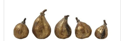 Set of five antique-finish resin figs, available in small, medium, and large sizes.