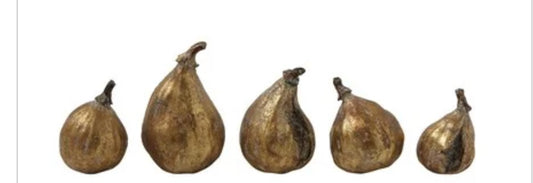 Set of five antique-finish resin figs, available in small, medium, and large sizes.