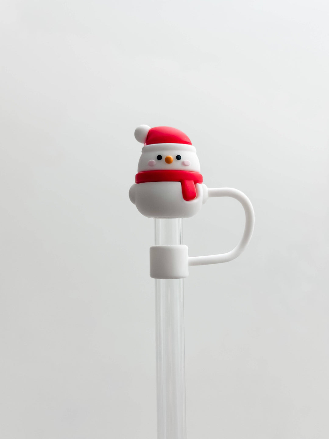 Snowman straw cover with red hat and scarf, 10mm.