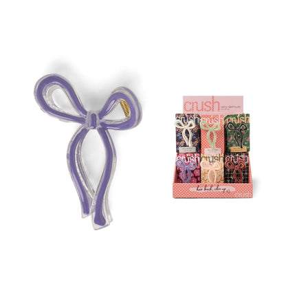 Lavender Crush Very Demure Bow Hair Clip shown. Available sizes: small, medium, large.