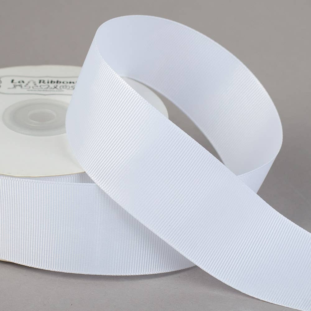 1-1/2″ navy blue grosgrain ribbon, 25 yard spool, classic polyester with elegant texture.