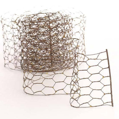 Three rolls of Chicken Wire Floral Craft Mesh Ribbon, each 2-1/4″ wide with a rusted finish and honeycomb-patterned galvanized wires.
