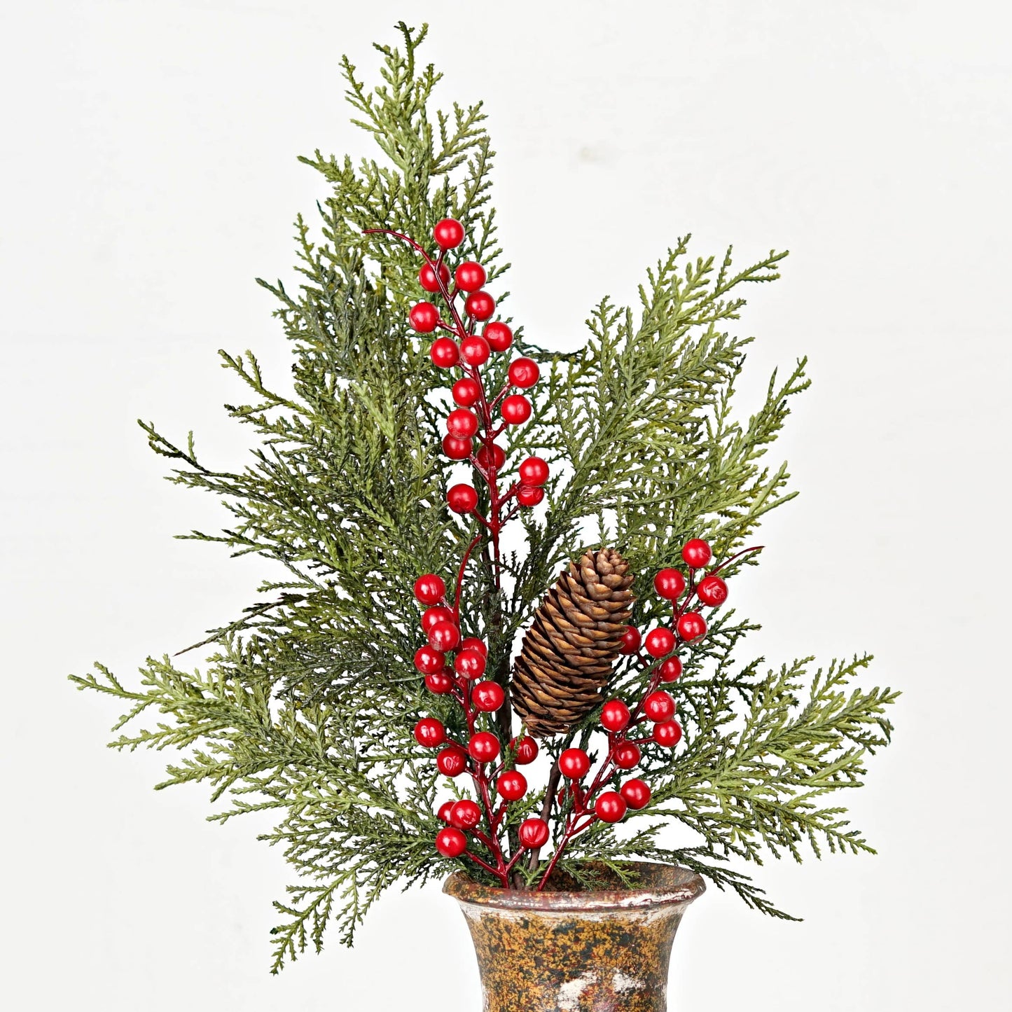29-inch Superior Real Touch Mix Cedar branch with red berries and a pinecone; available in 29-inch size.