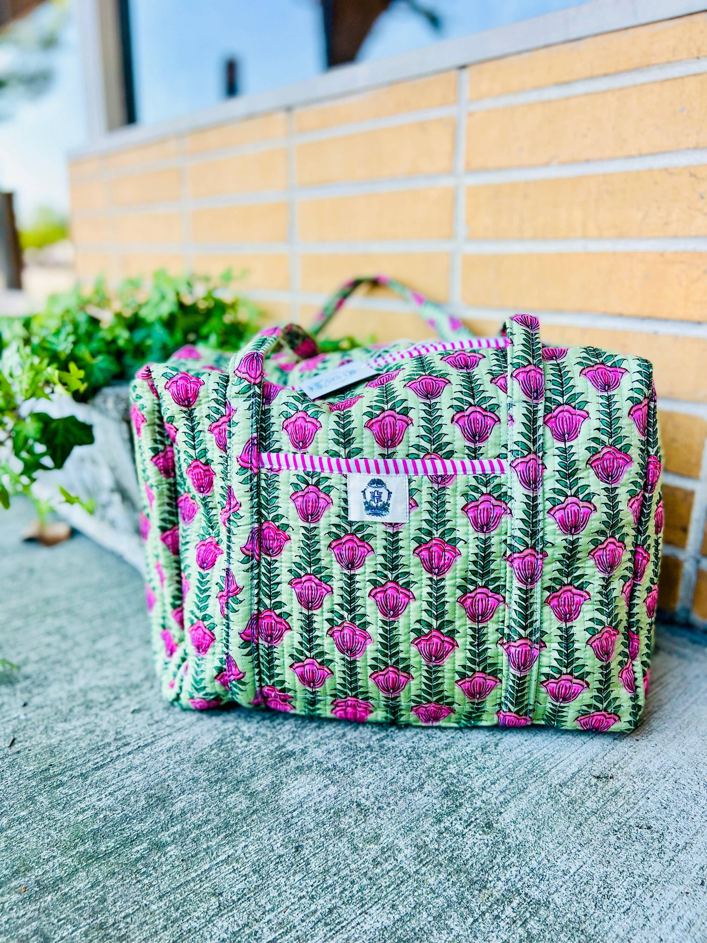 Green Ivy Mini Quilted Duffel Bag