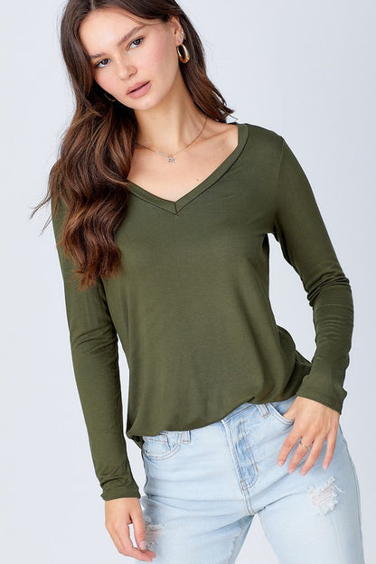 V Neck Long Sleeve Top