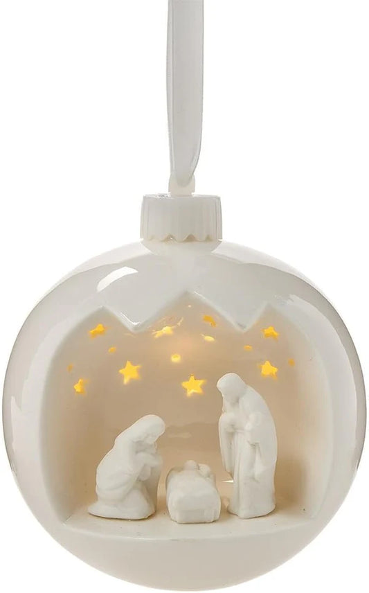 Light Up Nativity Scene Keepsake Ornament with Gift Box