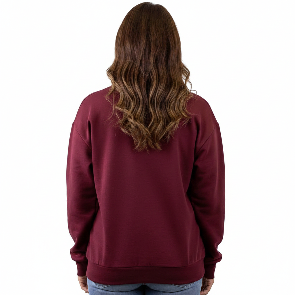 Maroon Howdy Girl Sequin Sweatshirt with sparkling lettering. Available in sizes S-XL.