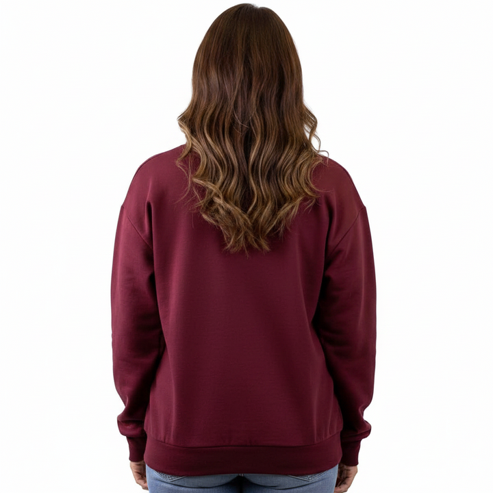 Maroon Howdy Girl Sequin Sweatshirt with sparkling lettering. Available in sizes S-XL.