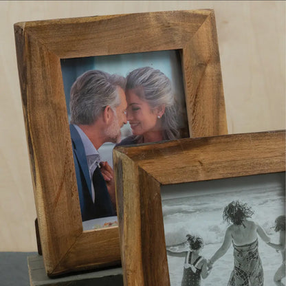 Set of two Ecoframe Wood Photo Holders, 4x6 size, simple design. Suitable for home decor.