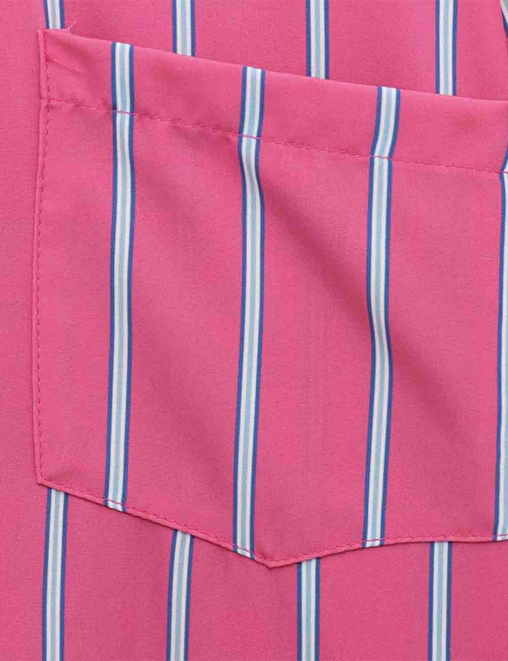 Ladies Pink Striped Button Down Shirt