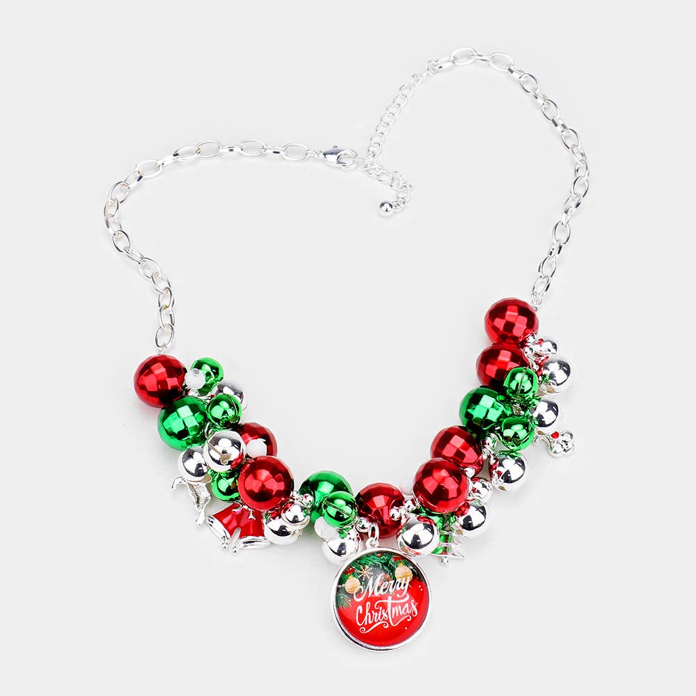 Merry Christmas Bell Ball Collar Necklace