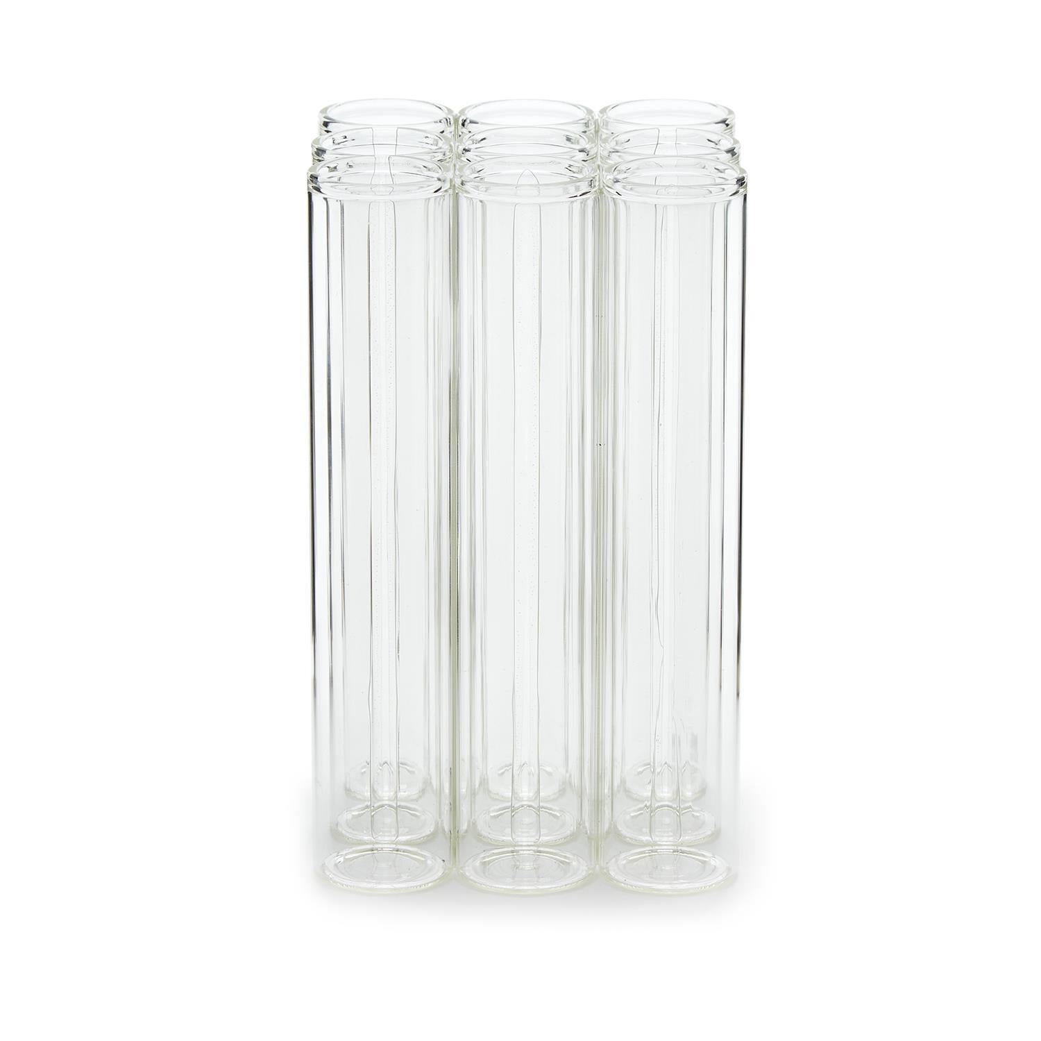 Set of 9 Connected Tube Flower Vase/Arranger with clear glass tubes, ideal for elegant displays. Available in one size.