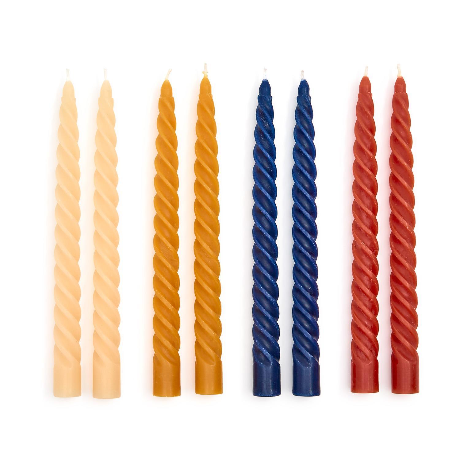 Set of 2 Fall Twist Taper Candles in 4 autumn colors; available sizes: 10" and 12".