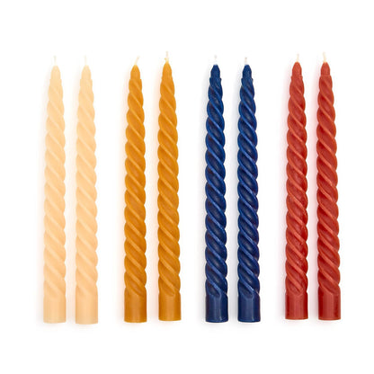 Set of 2 Fall Twist Taper Candles in 4 autumn colors; available sizes: 10" and 12".