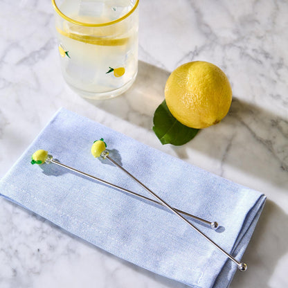 Lemon Grove Set of 4 Drink Stirrers shown; available in one size, set includes four stirrers.