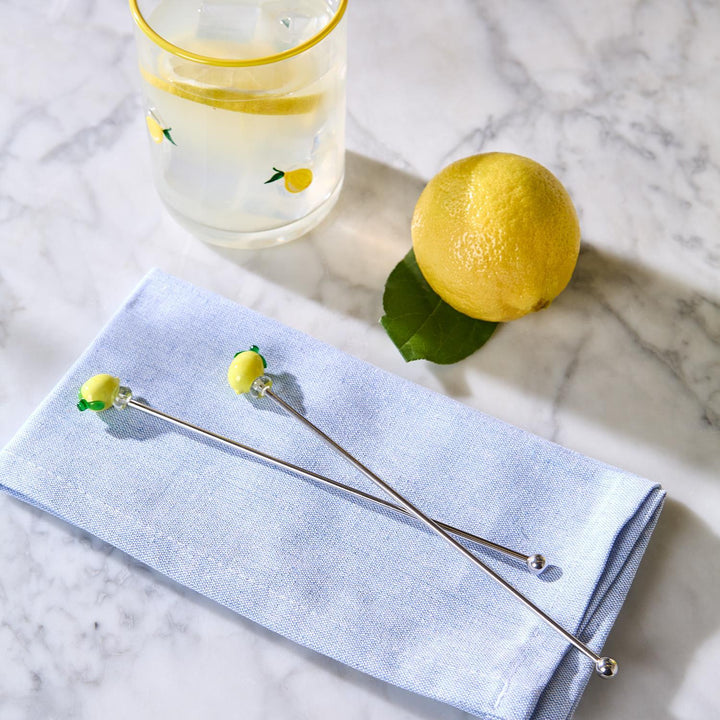 Lemon Grove Set of 4 Drink Stirrers shown; available in one size, set includes four stirrers.