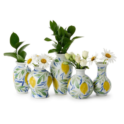 Lemon Grove Hand-Painted Mini Lemon Vases