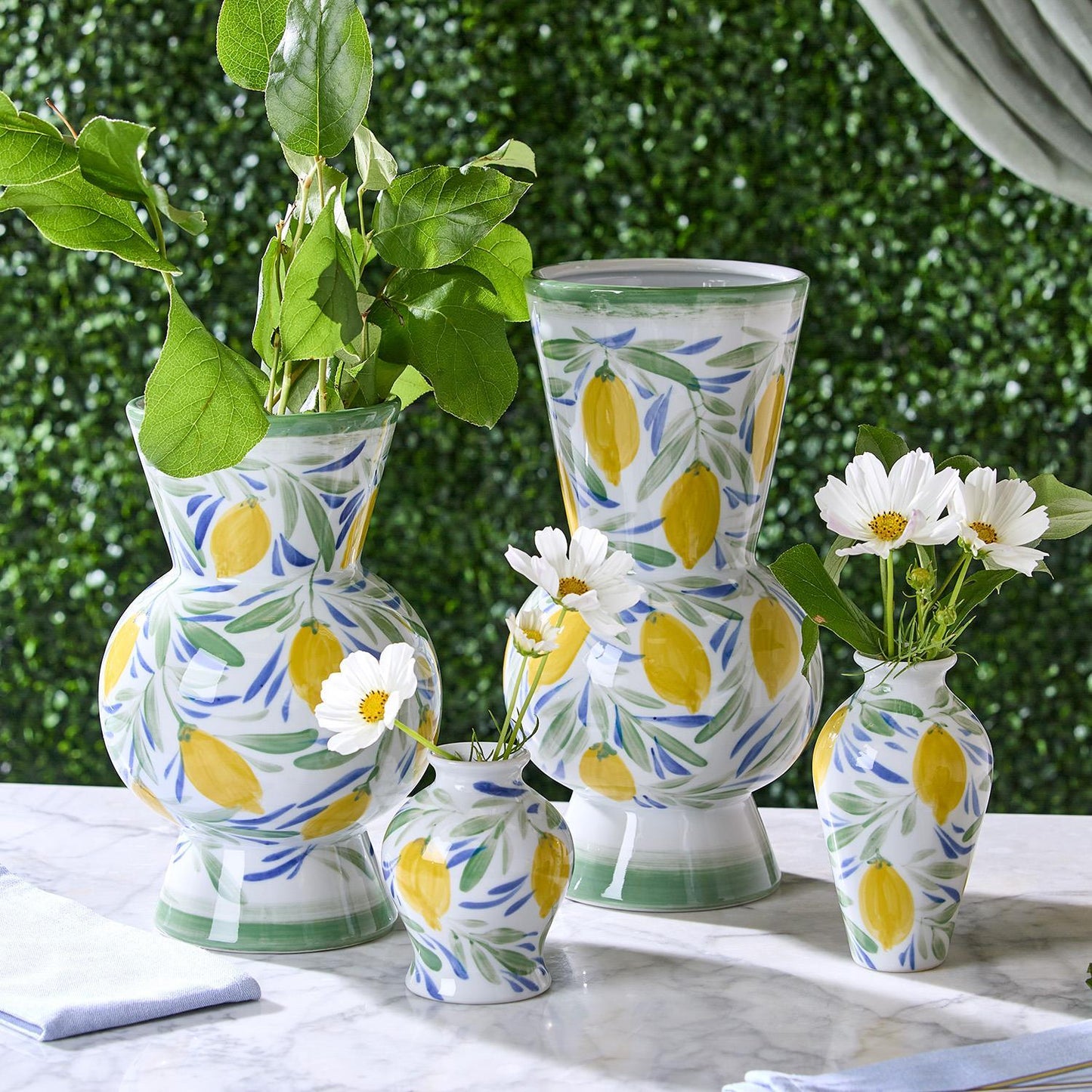 Lemon Grove Hand-Painted Mini Lemon Vases