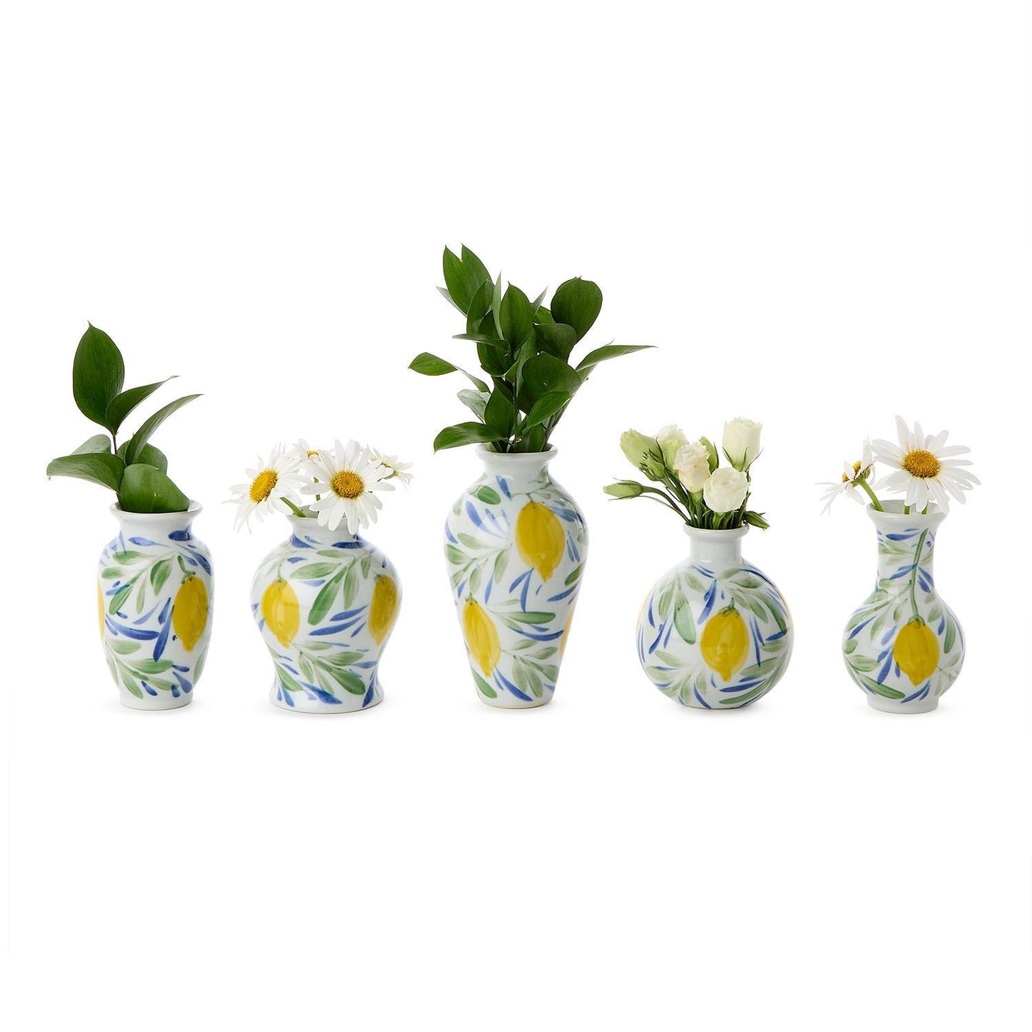 Lemon Grove Hand-Painted Mini Lemon Vases