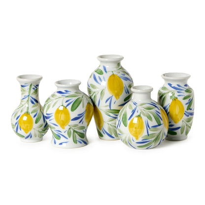 Lemon Grove Hand-Painted Mini Lemon Vases