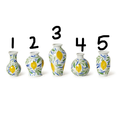 Lemon Grove Hand-Painted Mini Lemon Vases