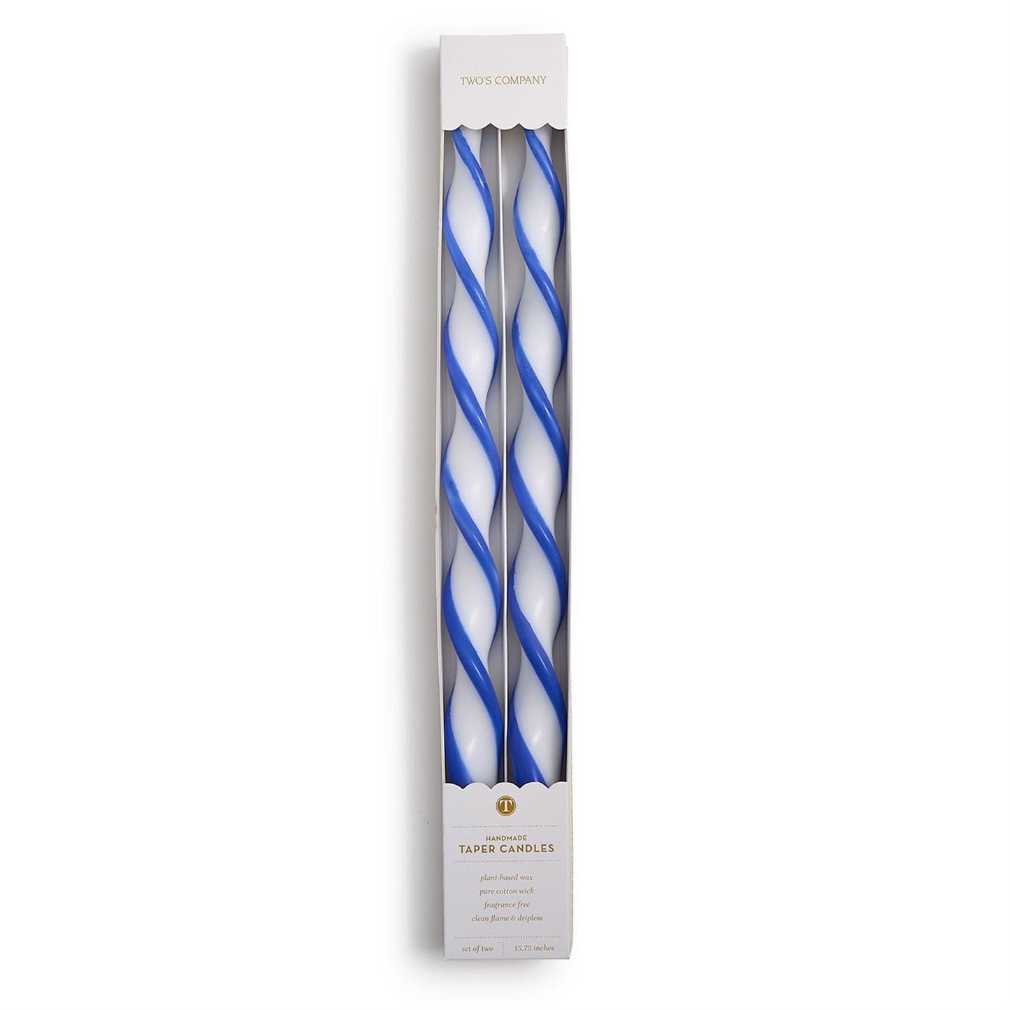 Twist and Glow Blue Ribbon 15 3/4" Twist Taper Candles in Gift Box