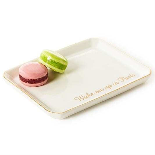Macaron Tres Iconic Trinket/Desk Tray with Saying in Gift Box