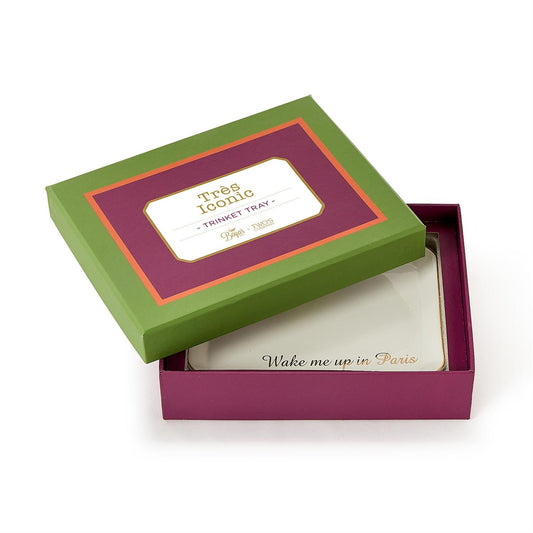 Macaron Tres Iconic Trinket/Desk Tray with Saying in Gift Box