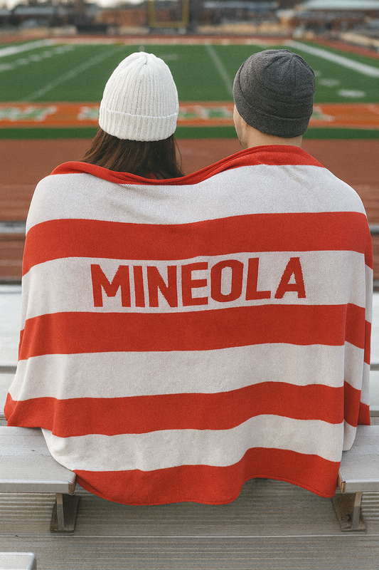 Knit Throw Orange and White Mineola