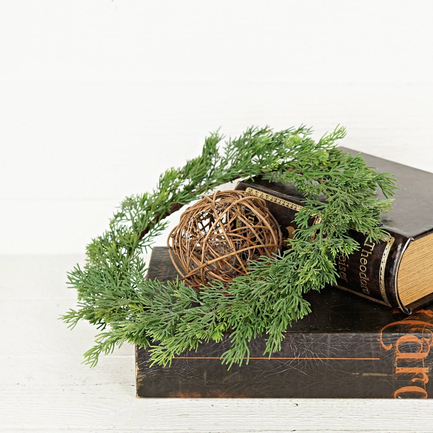 Plate Charger - Evergreen Soft Touch Cedar measures 14 inches in diameter (inner 8.5 inches), offering a festive accent.