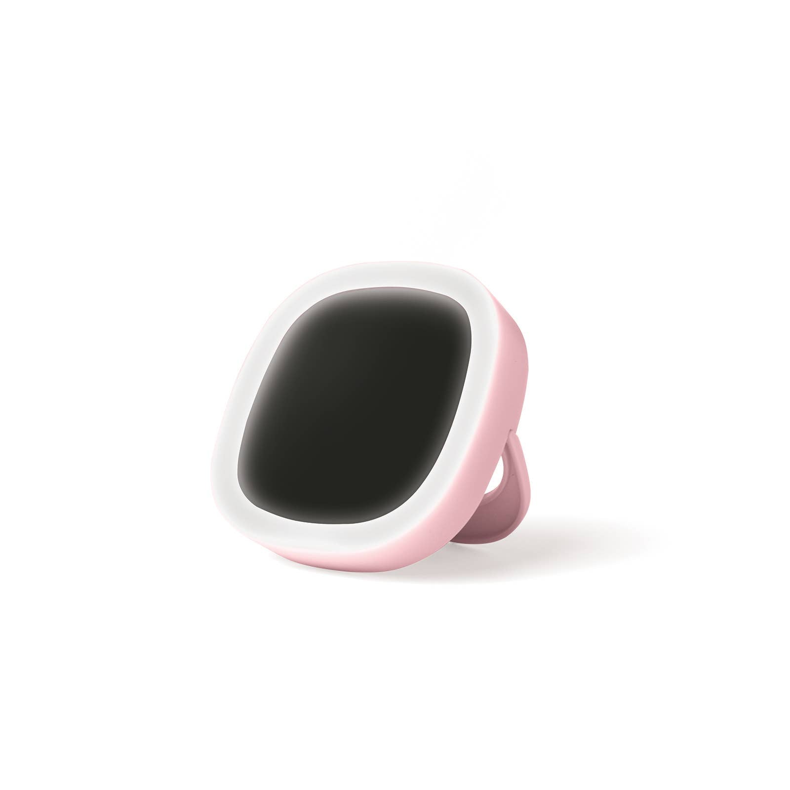 This is a pink smart ring featuring a black digital display. It comes in various sizes to suit different finger sizes. The product also includes an accompanying Lemon Lavender LED Light Up Mini Mirror.