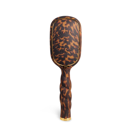 Detangler Hair Brush for Fine Hair | Tortoise: tortoiseshell pattern, gold accents, rectangular paddle. Sizes: small, large.